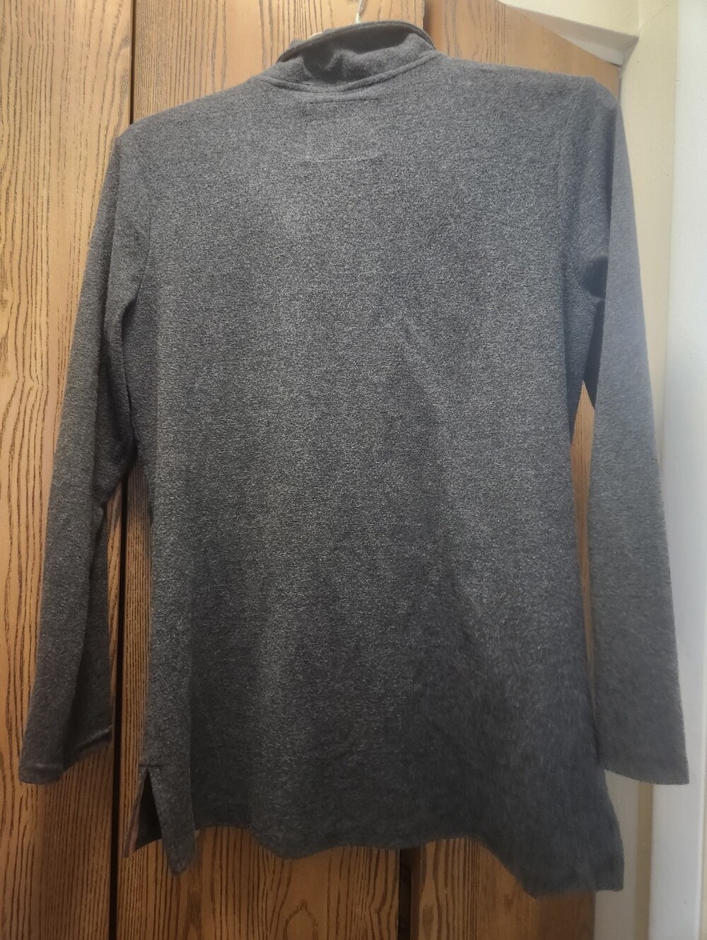 Marleylilly Unisex Charcoal Zip-Up Quarter-Snap Sweater with Tan Trim - Picture 8 of 8